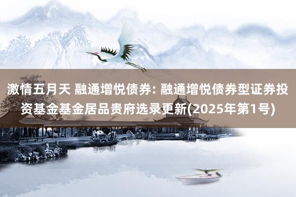 激情五月天 融通增悦债券: 融通增悦债券型证券投资基金基金居品贵府选录更新(2025年第1号)