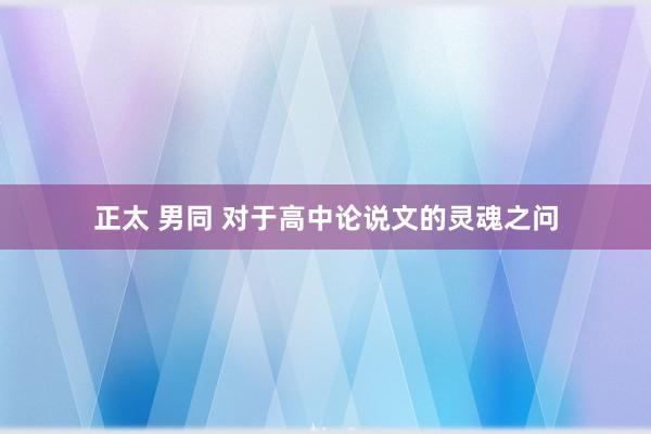 正太 男同 对于高中论说文的灵魂之问