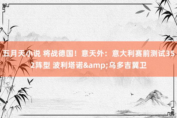 五月天小说 将战德国！意天外：意大利赛前测试352阵型 波利塔诺&乌多吉翼卫