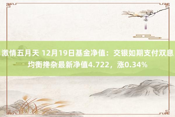 激情五月天 12月19日基金净值：交银如期支付双息均衡搀杂最新净值4.722，涨0.34%