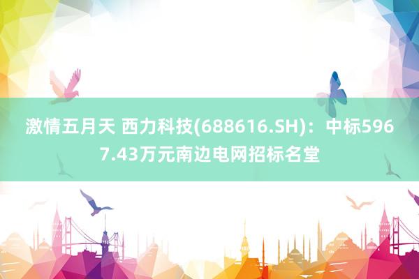激情五月天 西力科技(688616.SH)：中标5967.43万元南边电网招标名堂