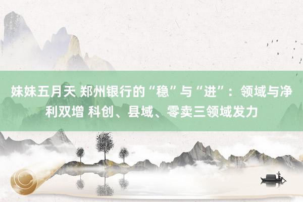 妹妹五月天 郑州银行的“稳”与“进”：领域与净利双增 科创、县域、零卖三领域发力