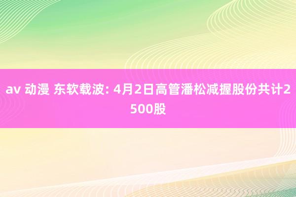 av 动漫 东软载波: 4月2日高管潘松减握股份共计2500股