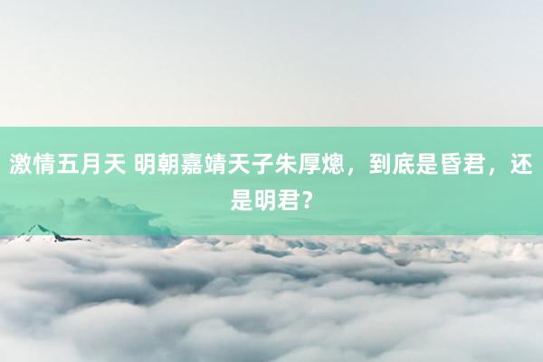 激情五月天 明朝嘉靖天子朱厚熜，到底是昏君，还是明君？