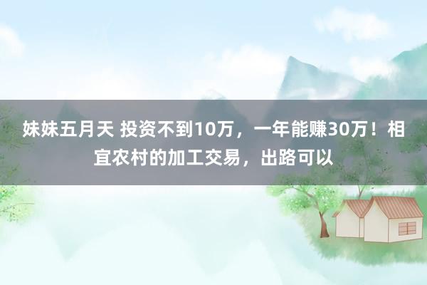 妹妹五月天 投资不到10万，一年能赚30万！相宜农村的加工交易，出路可以