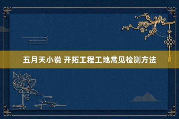 五月天小说 开拓工程工地常见检测方法
