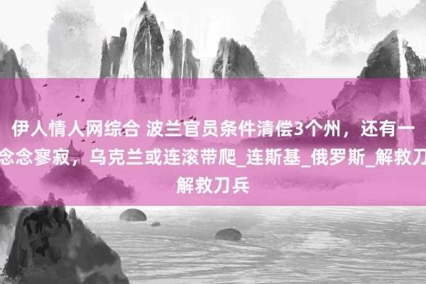 伊人情人网综合 波兰官员条件清偿3个州，还有一州念念寥寂，乌克兰或连滚带爬_连斯基_俄罗斯_解救刀兵