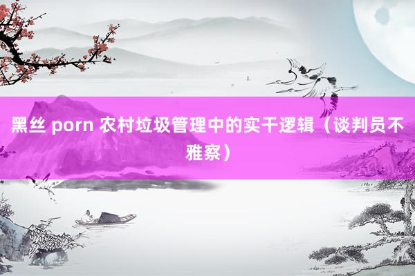 黑丝 porn 农村垃圾管理中的实干逻辑（谈判员不雅察）