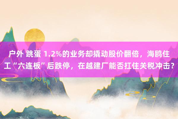 户外 跳蛋 1.2%的业务却撬动股价翻倍，海鸥住工“六连板”后跌停，在越建厂能否扛住关税冲击？