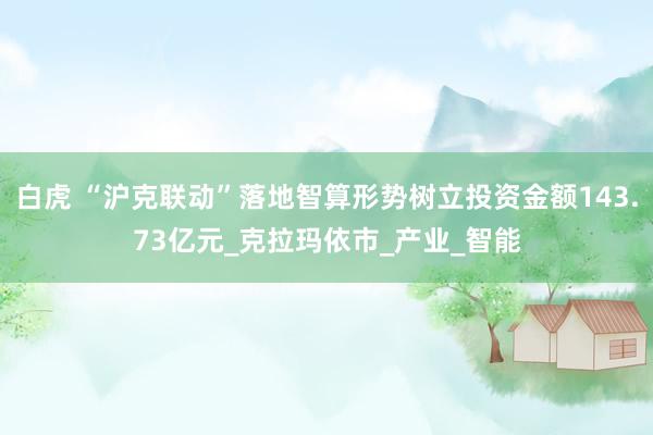 白虎 “沪克联动”落地智算形势树立投资金额143.73亿元_克拉玛依市_产业_智能