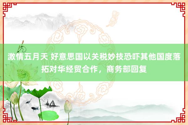 激情五月天 好意思国以关税妙技恐吓其他国度落拓对华经贸合作，商务部回复