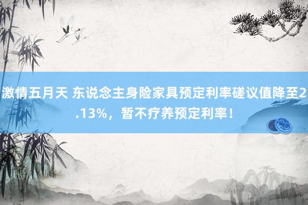 激情五月天 东说念主身险家具预定利率磋议值降至2.13%，暂不疗养预定利率！