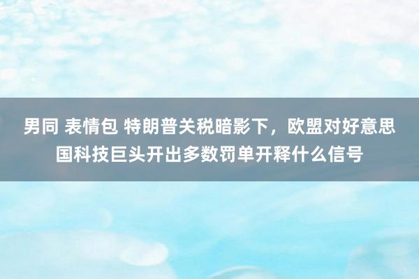 男同 表情包 特朗普关税暗影下，欧盟对好意思国科技巨头开出多数罚单开释什么信号